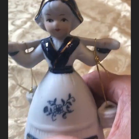 Porcelain Dutch Milk Maid Water Girl Figurine Bell - Picture 8 of 9